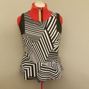 Women's Plus Black and White Peplum - 3x